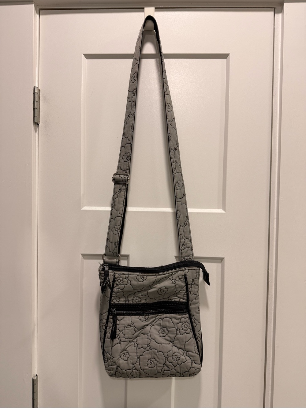 thirty-one Gray Floral Crossbody Bag with Adjustable Strap